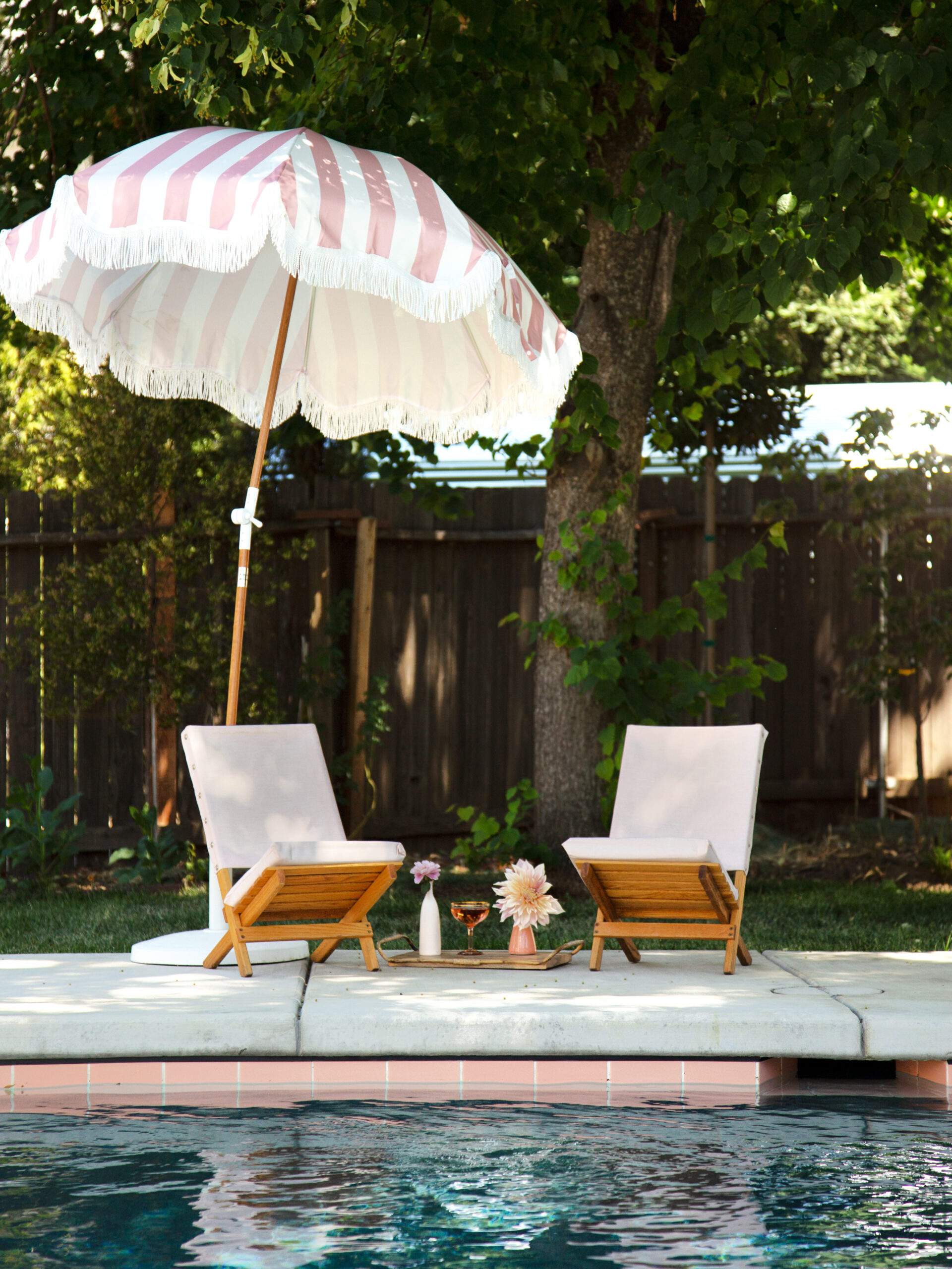 pink folding lounge chairs