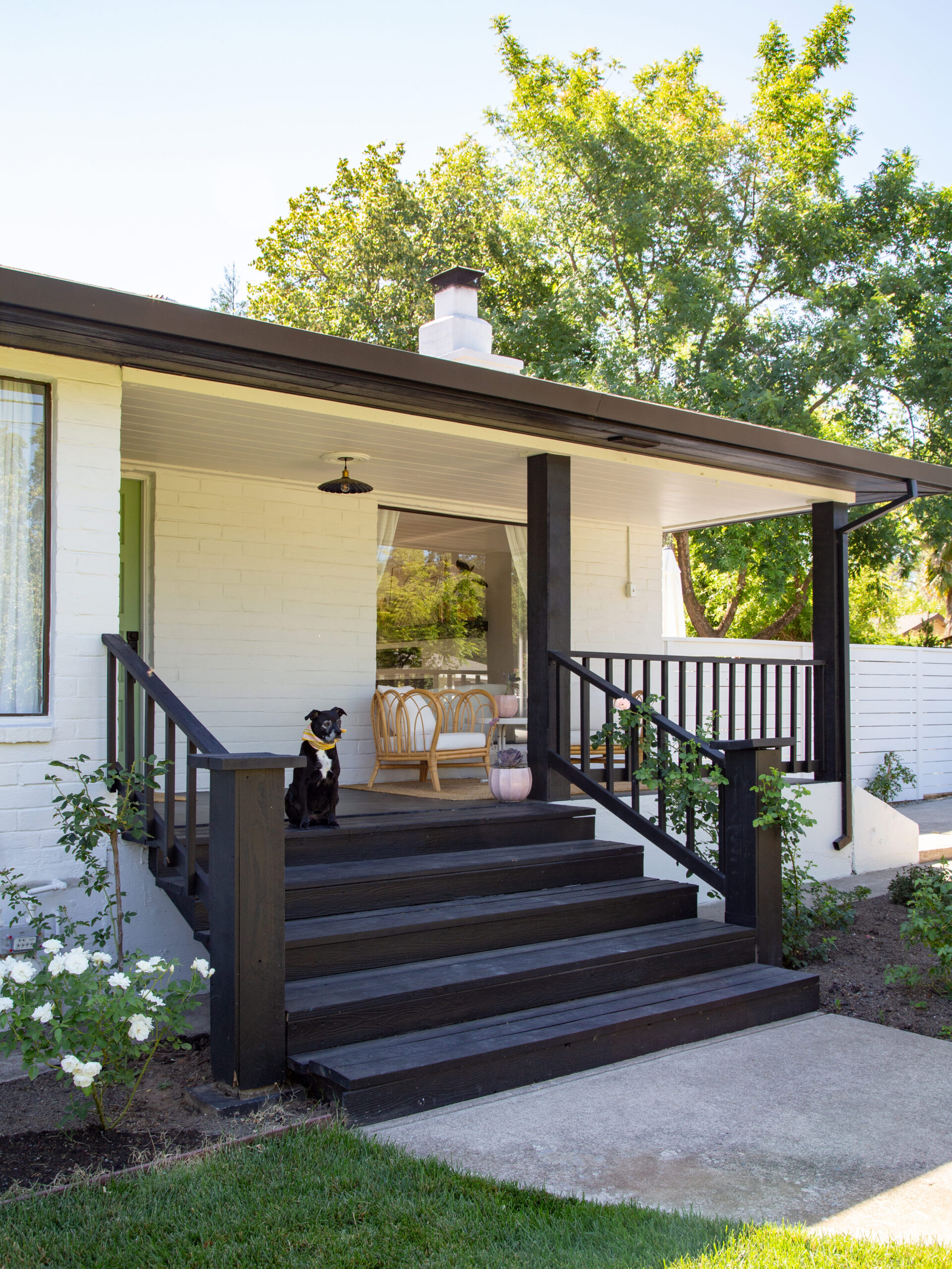 black painted porch stairs