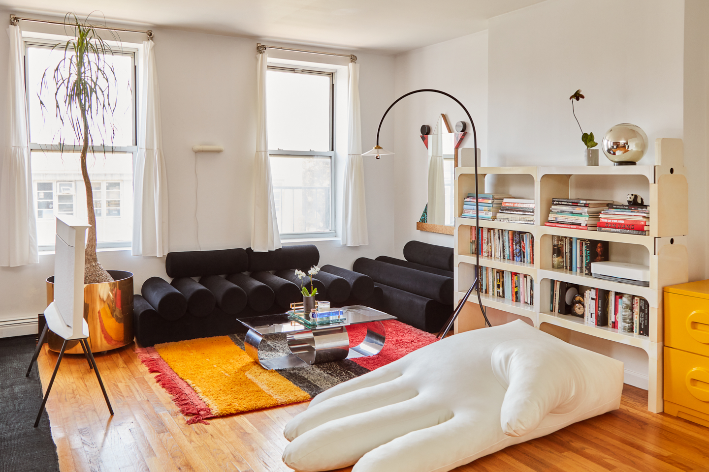 Large hand pillow in living room