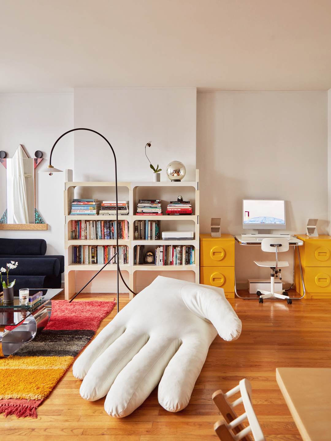 large hand pillow in living room