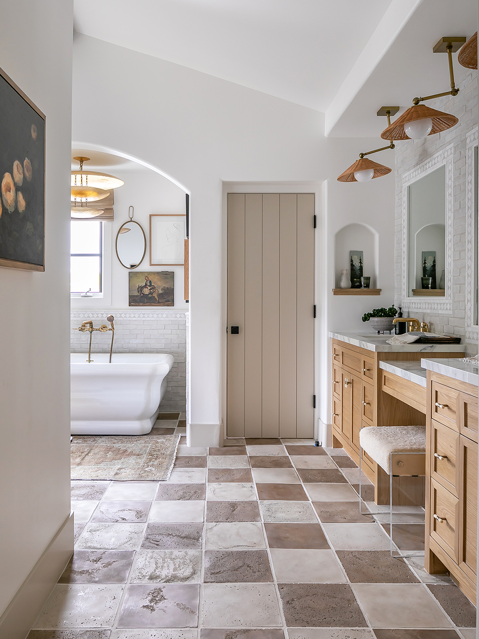 checkered bathroom tile