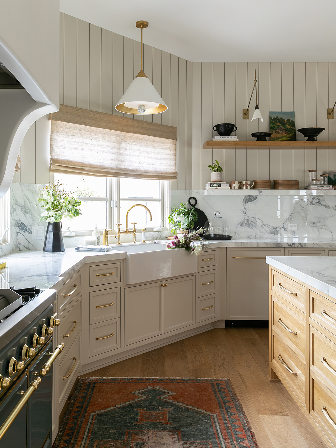 angled kitchen sink area