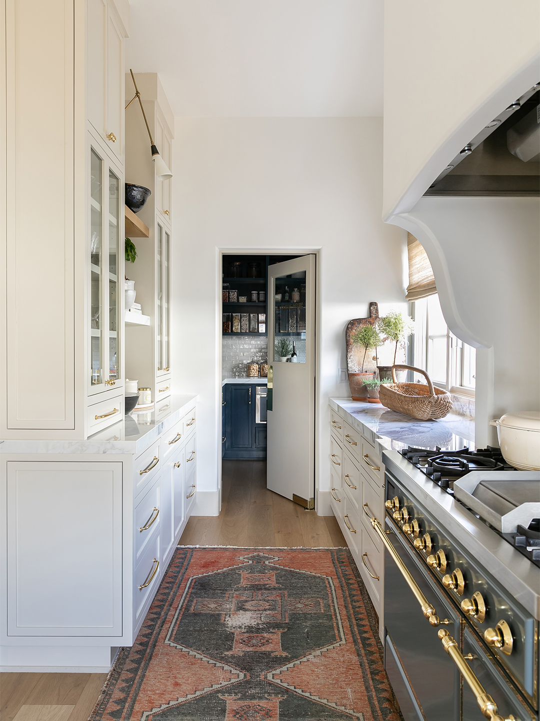 long kitchen hallway into pantry