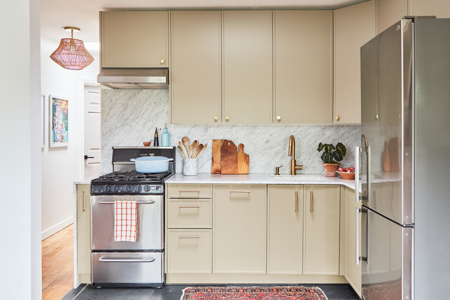 sage green tiny kitchen