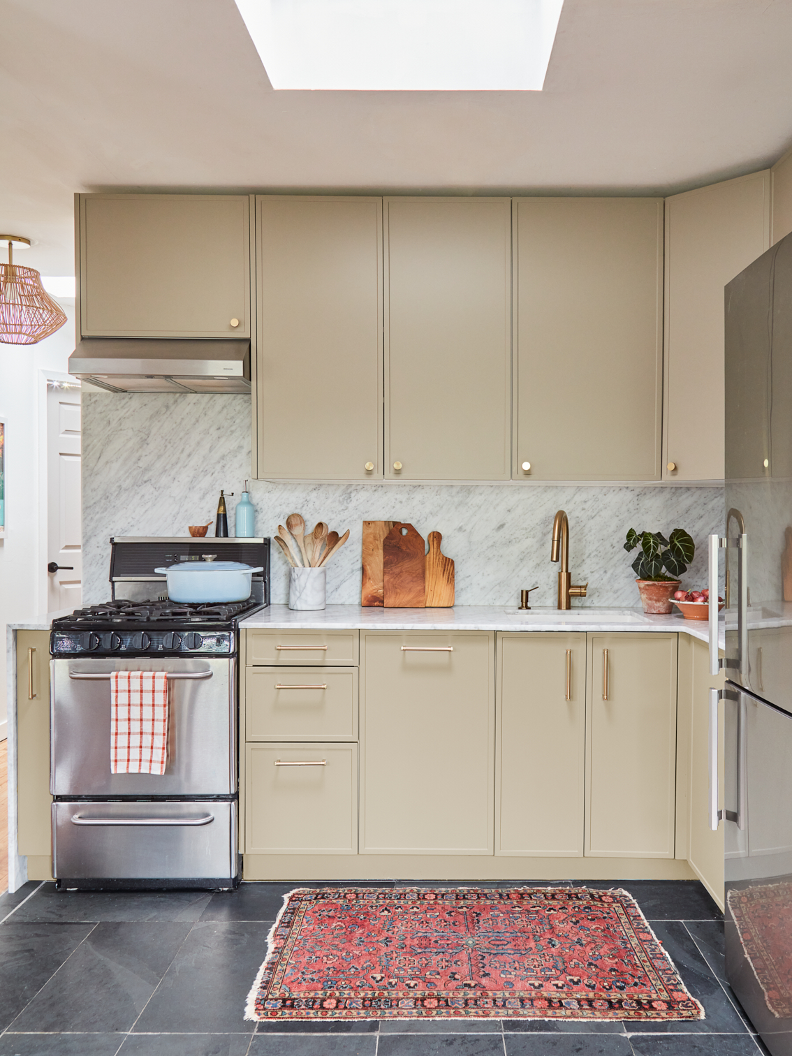 sage green tiny kitchen