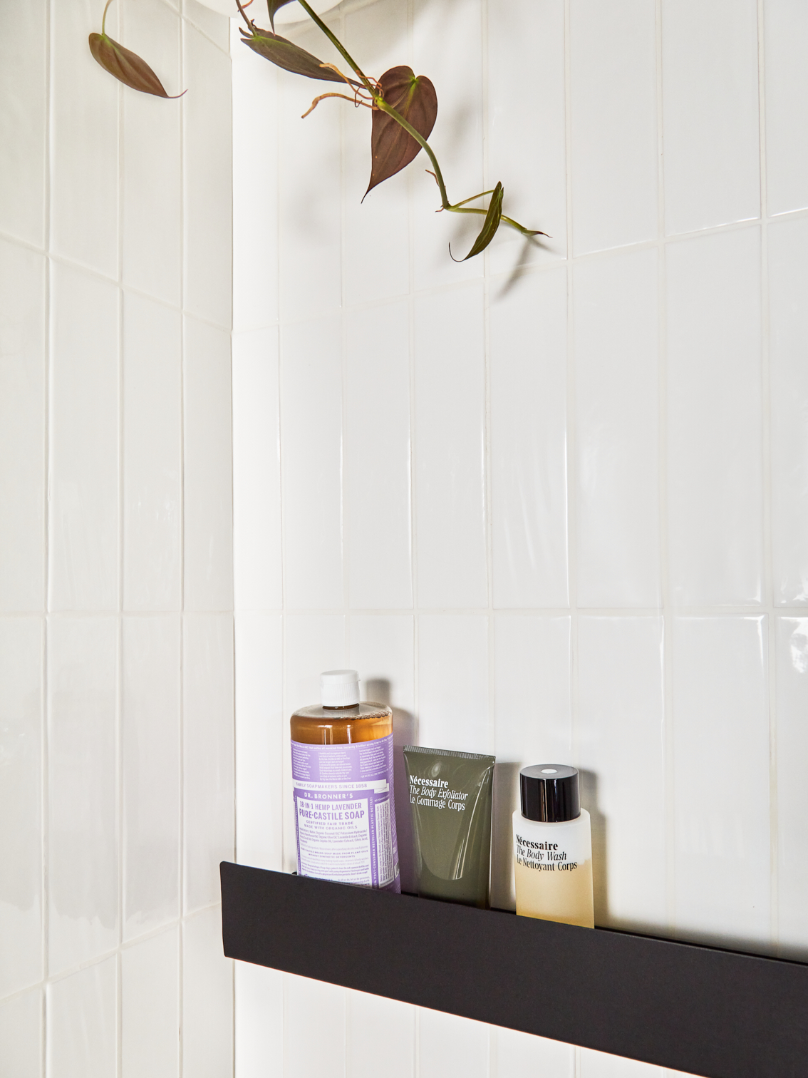 black shower shelf