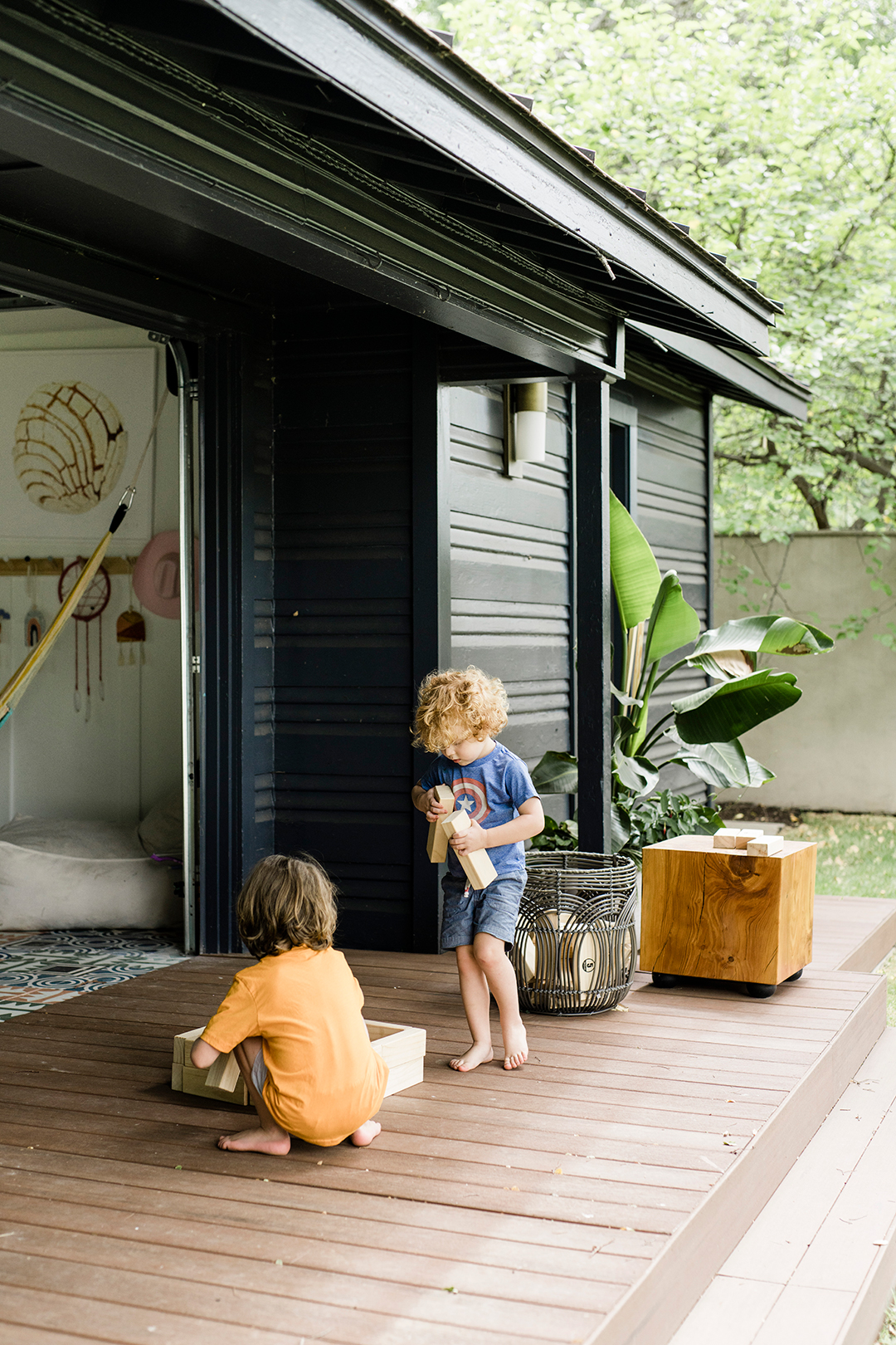 boys playing on deck