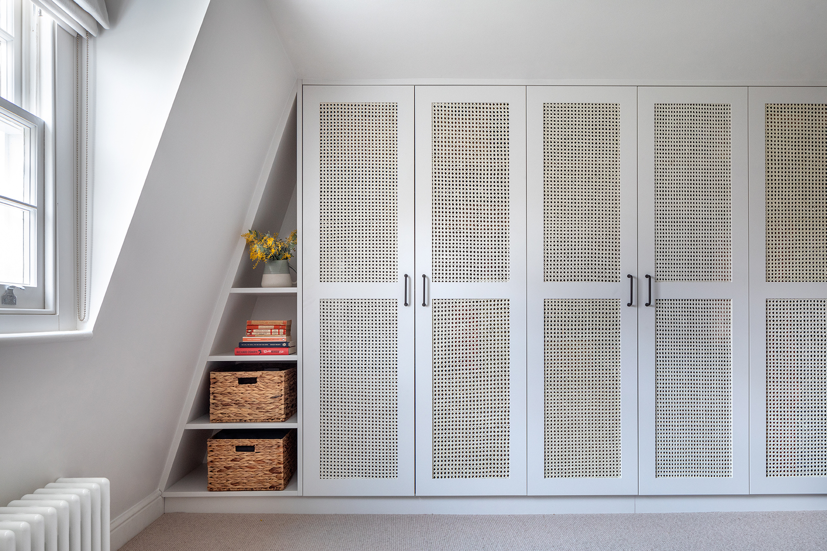 white cane closet doors