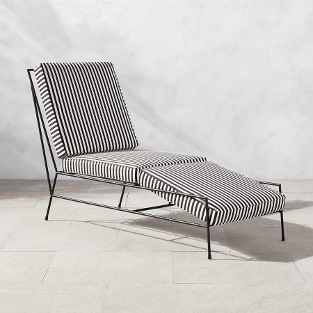  Striped outdoor lounge chair.