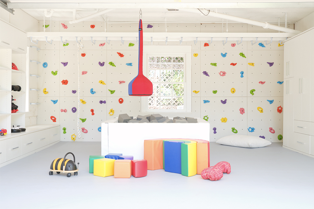 rainbow foam cubes in jungle gym