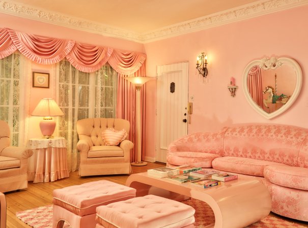 pink sofa living room