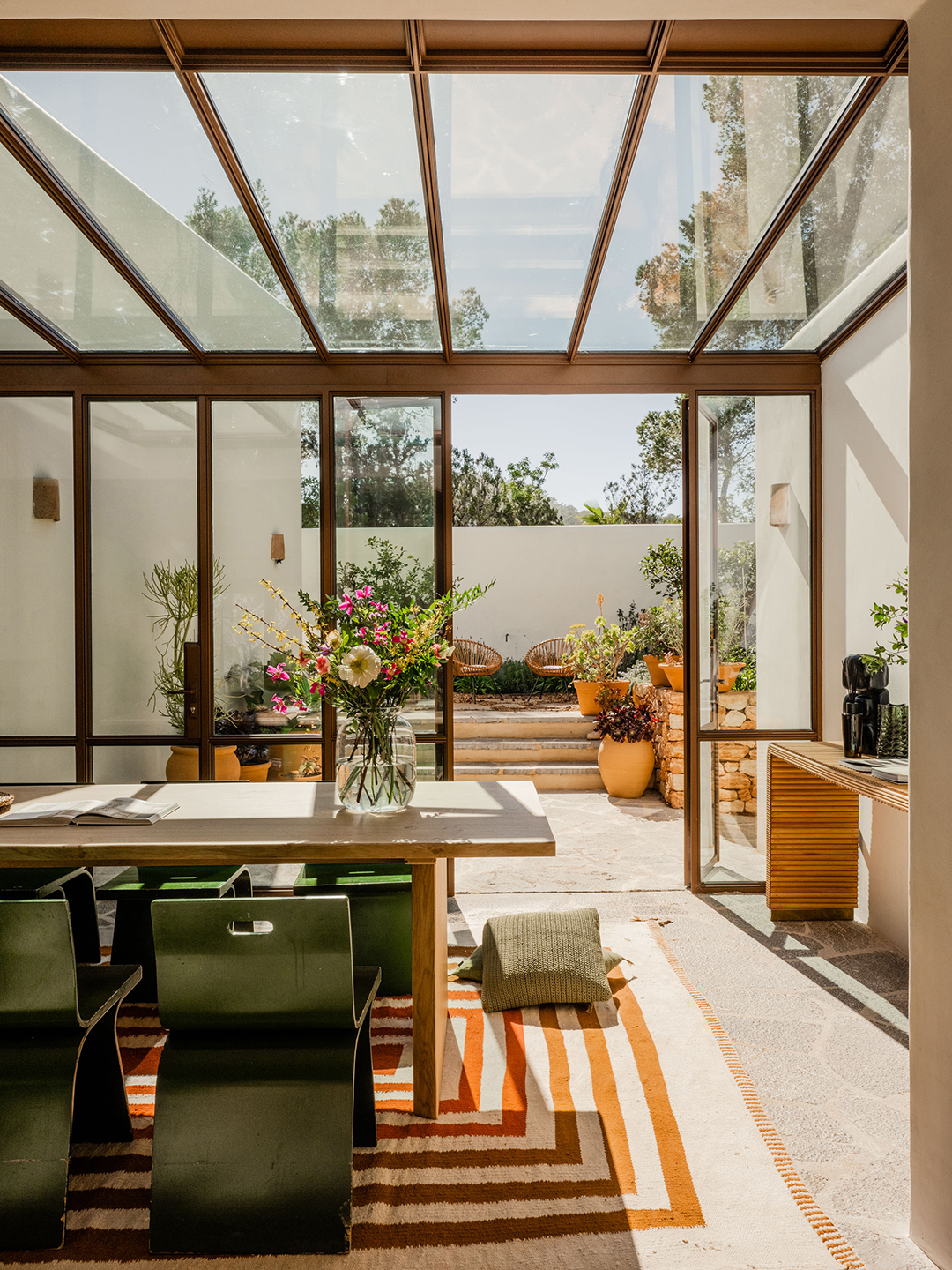 room with glass roof