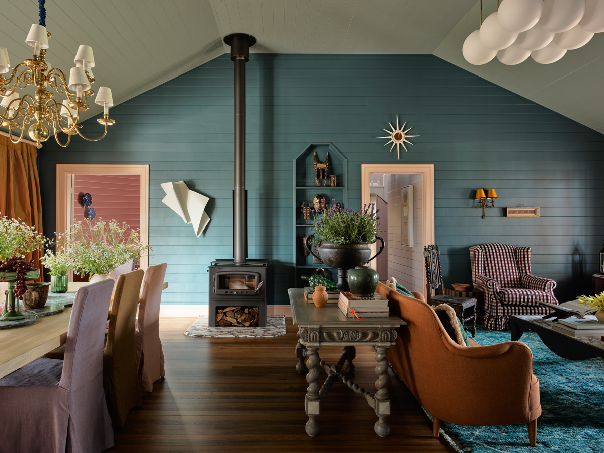 teal living room with sage ceilings