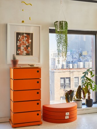 orange storage cabinet