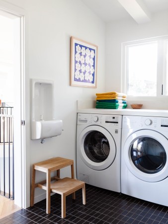 two white laundry machines