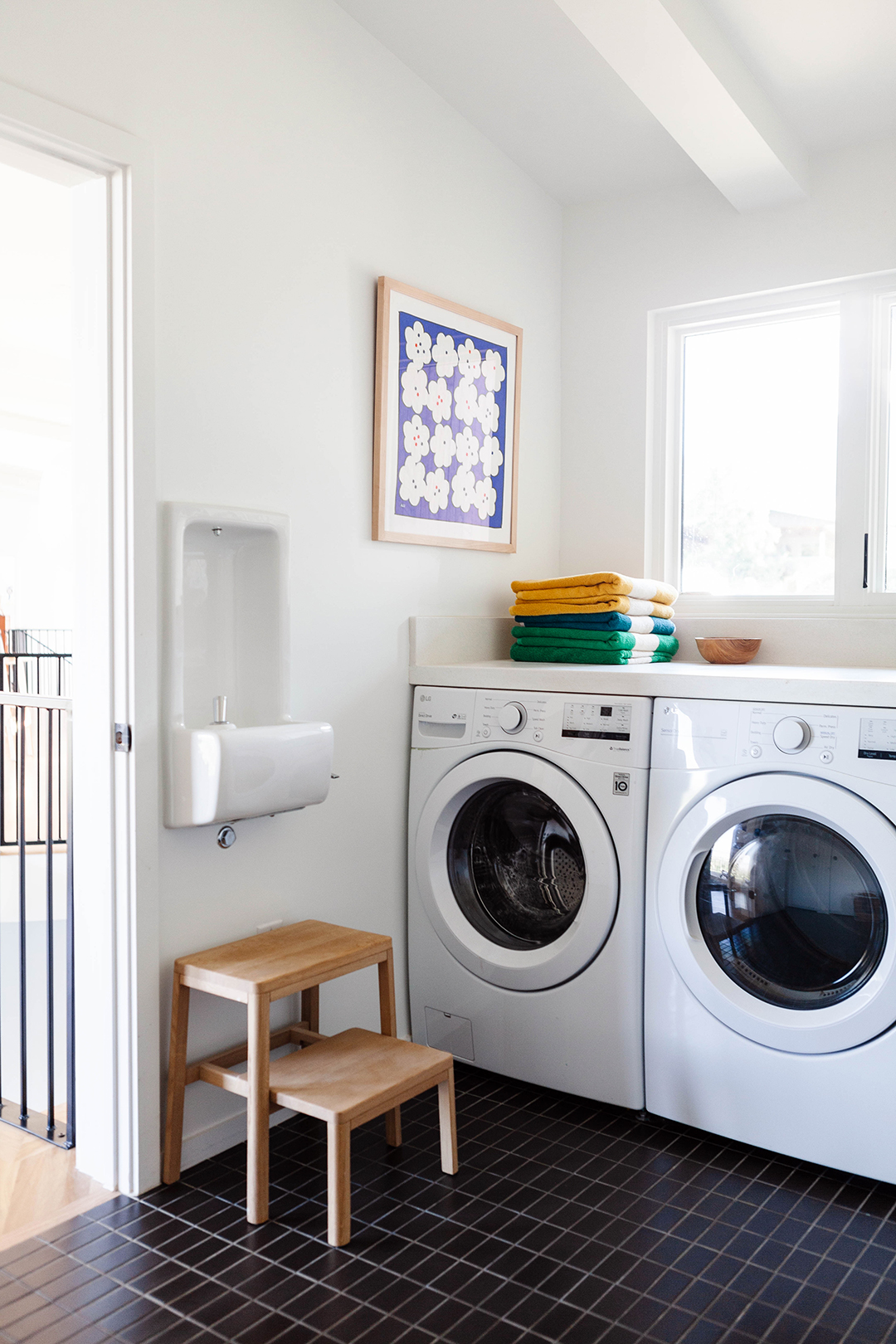 two white laundry machines