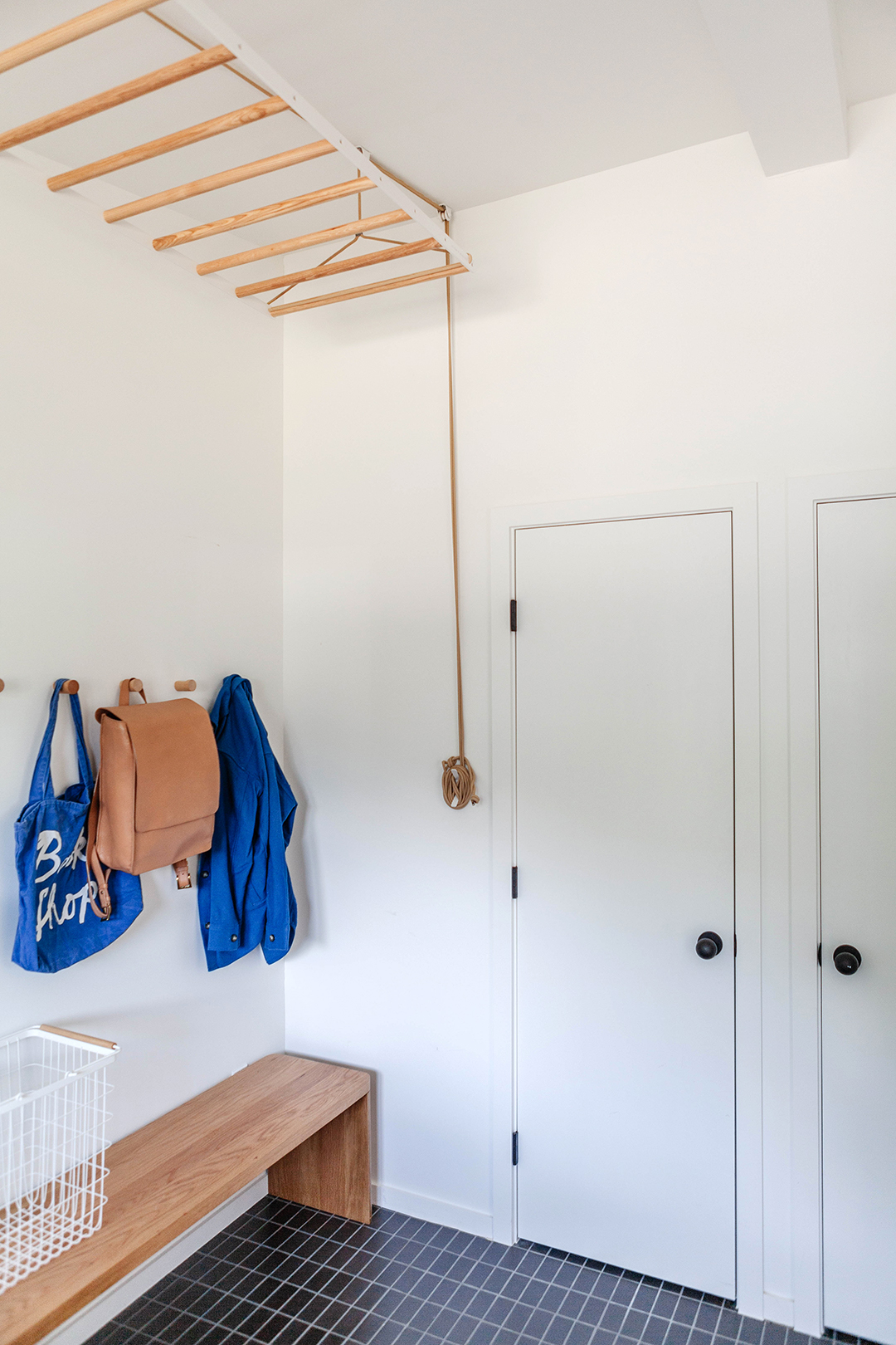 empty drying rack near ceiling