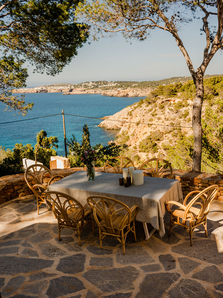 flagstone patio in ibiza overlooking ocean