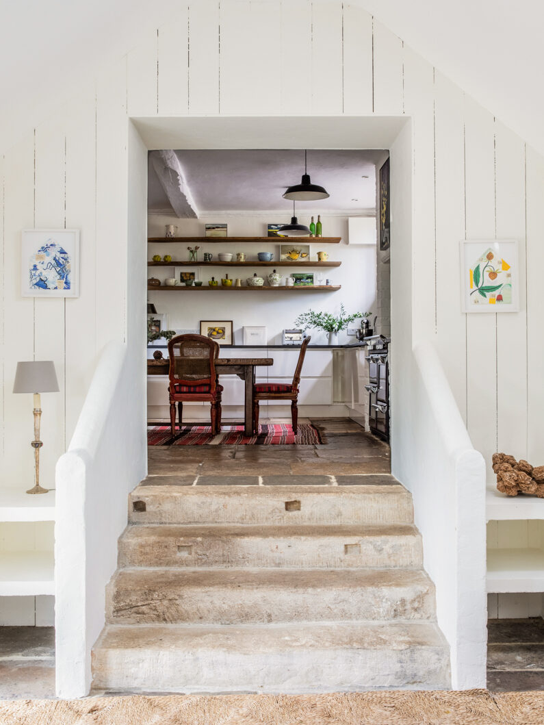 stone steps leading to kitchen