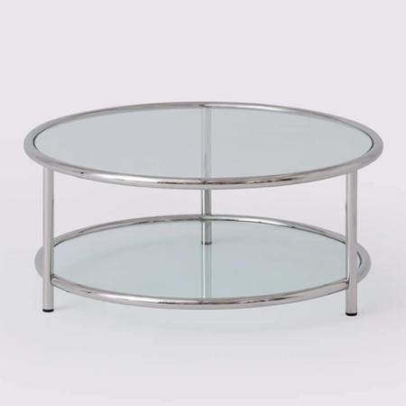  Stainless steel round coffee table with glass tops