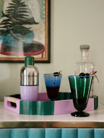  green and purple barware