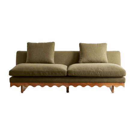  green and wavy wood sofa