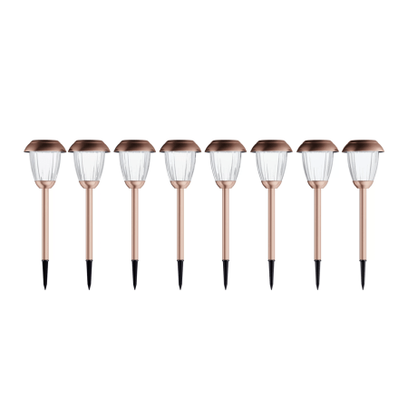  Solar Powered Integrated LED Metal Pathway Light set of eight in copper