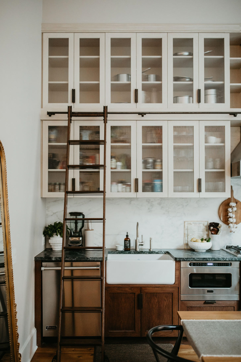 kitchen ladder and cabinetry. 