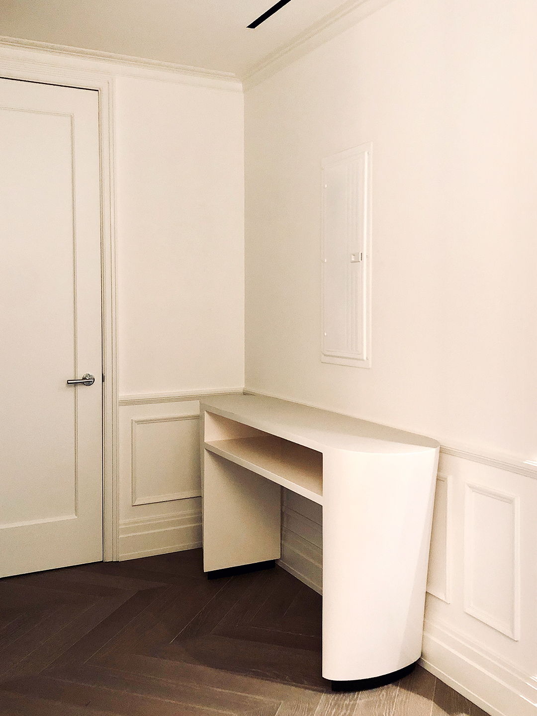 entryway console table below electrical box