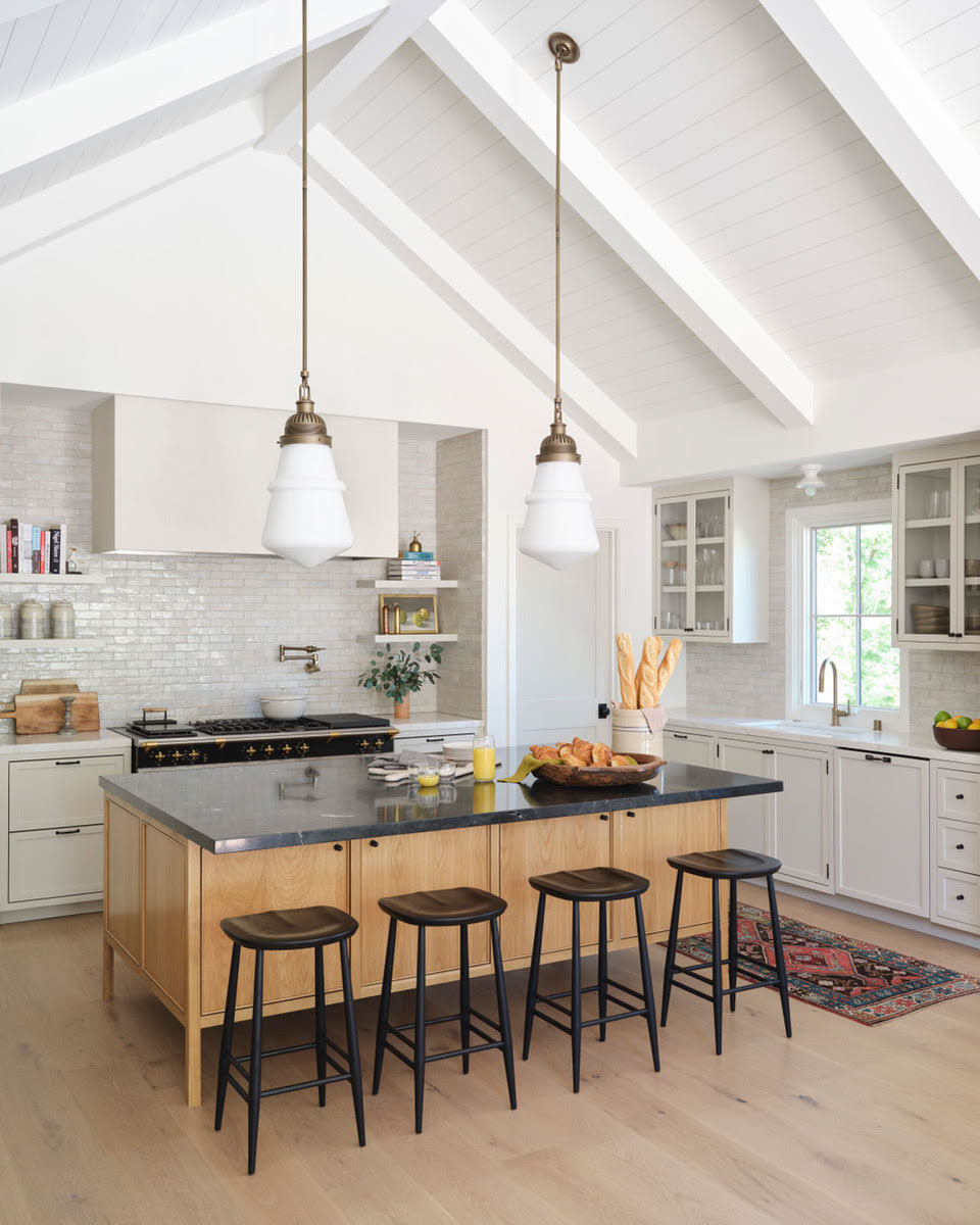 black countertop on island