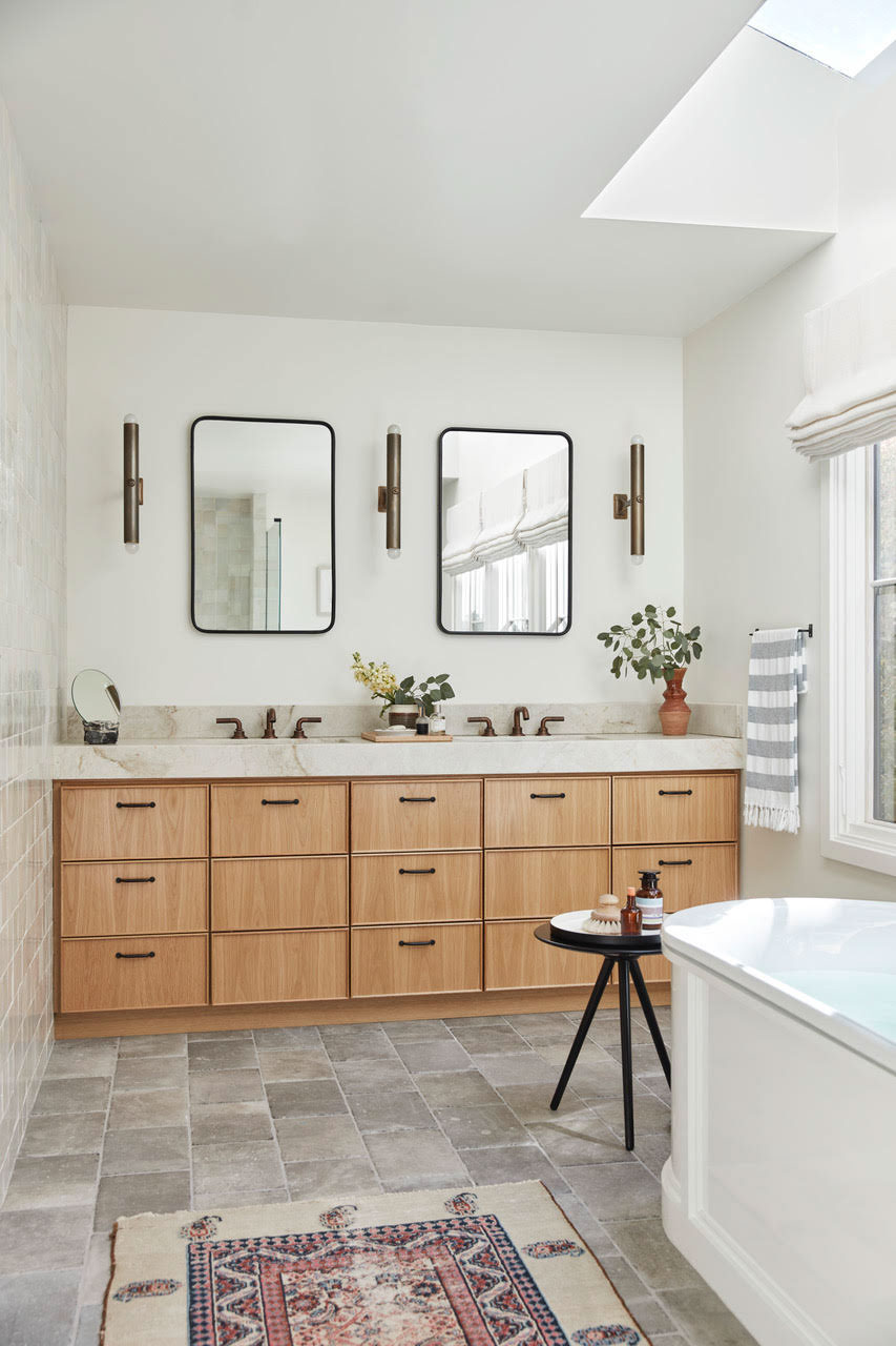 built in wood bathroom vanity