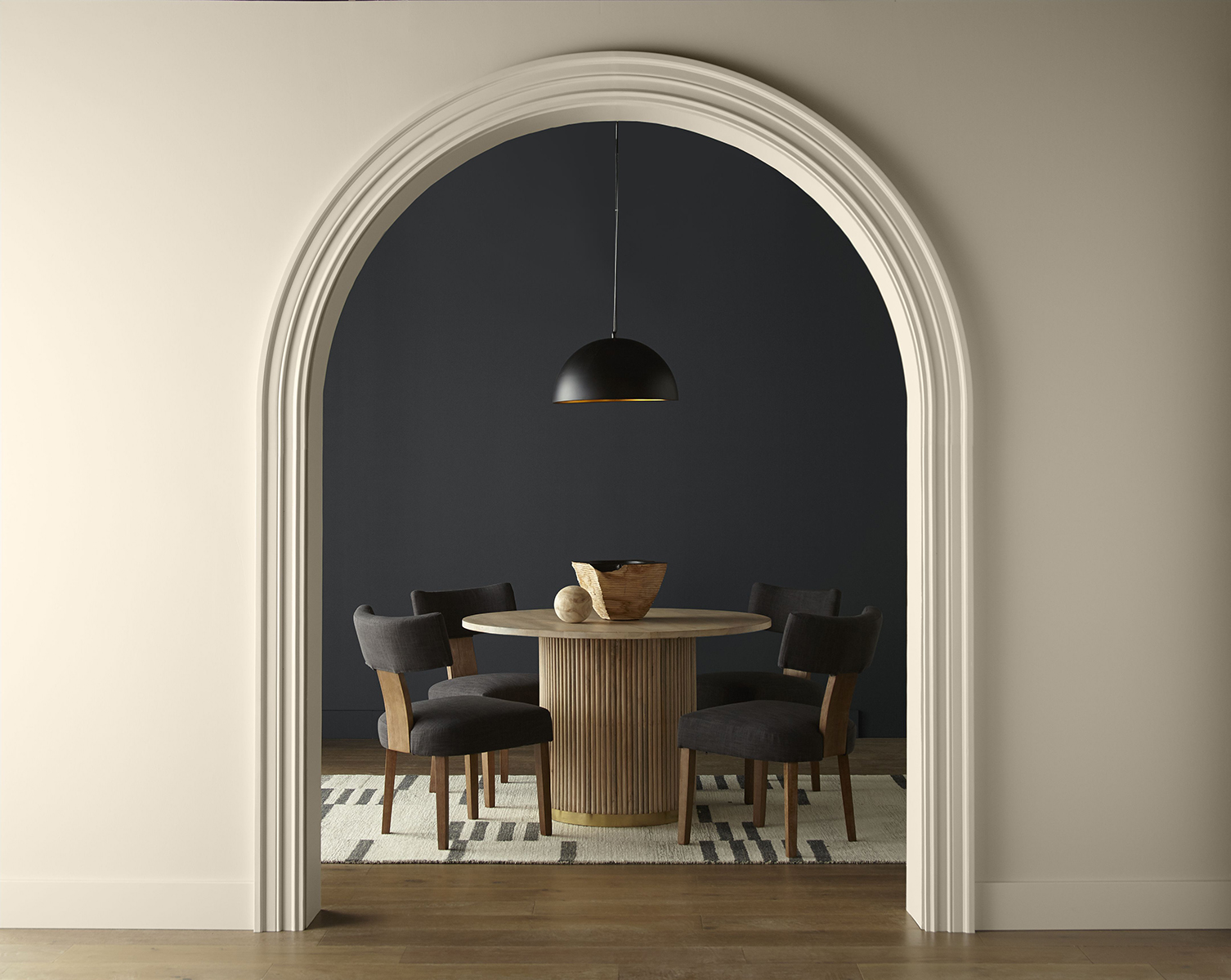 black dining room