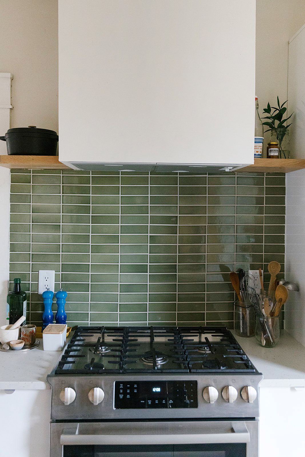 green tile backsplash