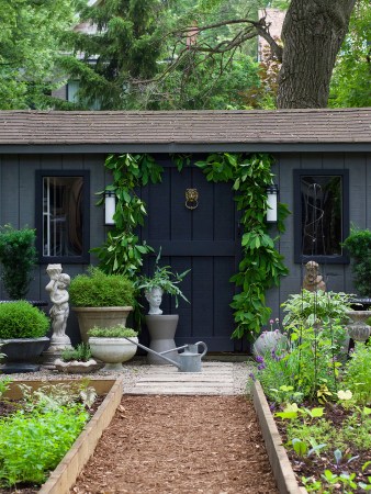 black outdoor shed