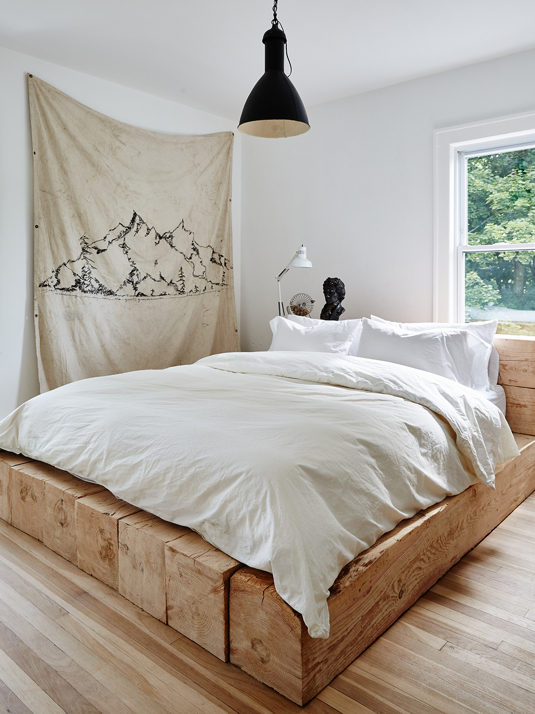 bedroom with large canvas art