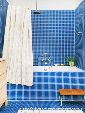 blue tiled bathroom