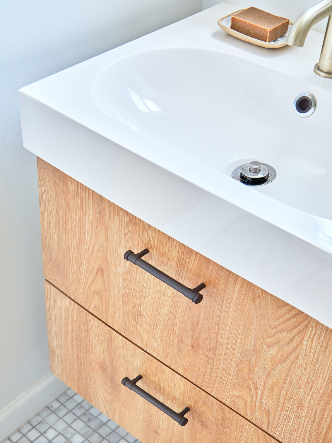 wood vanity sink drawers