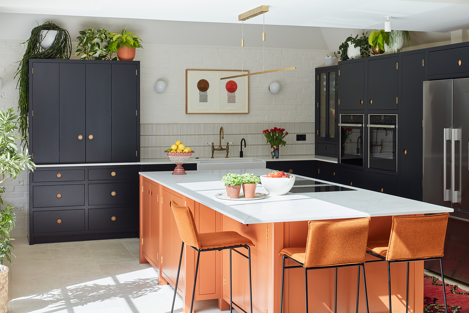 orange kitchen island