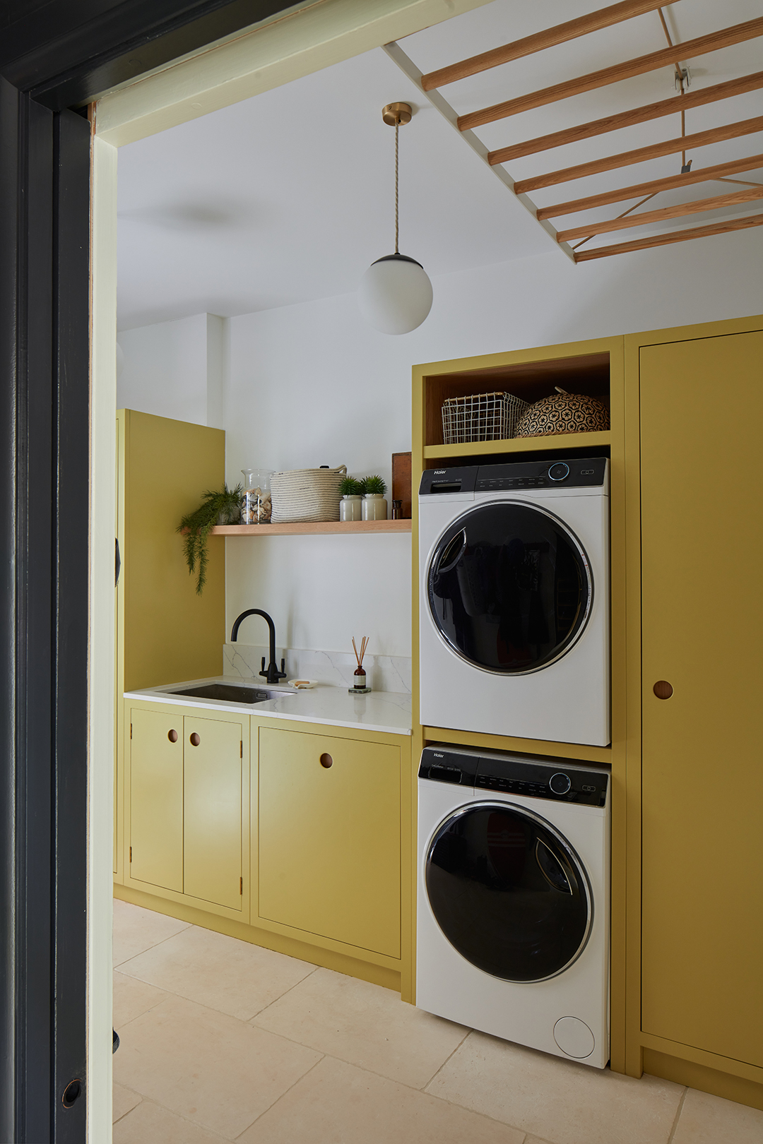 yellow laundry room