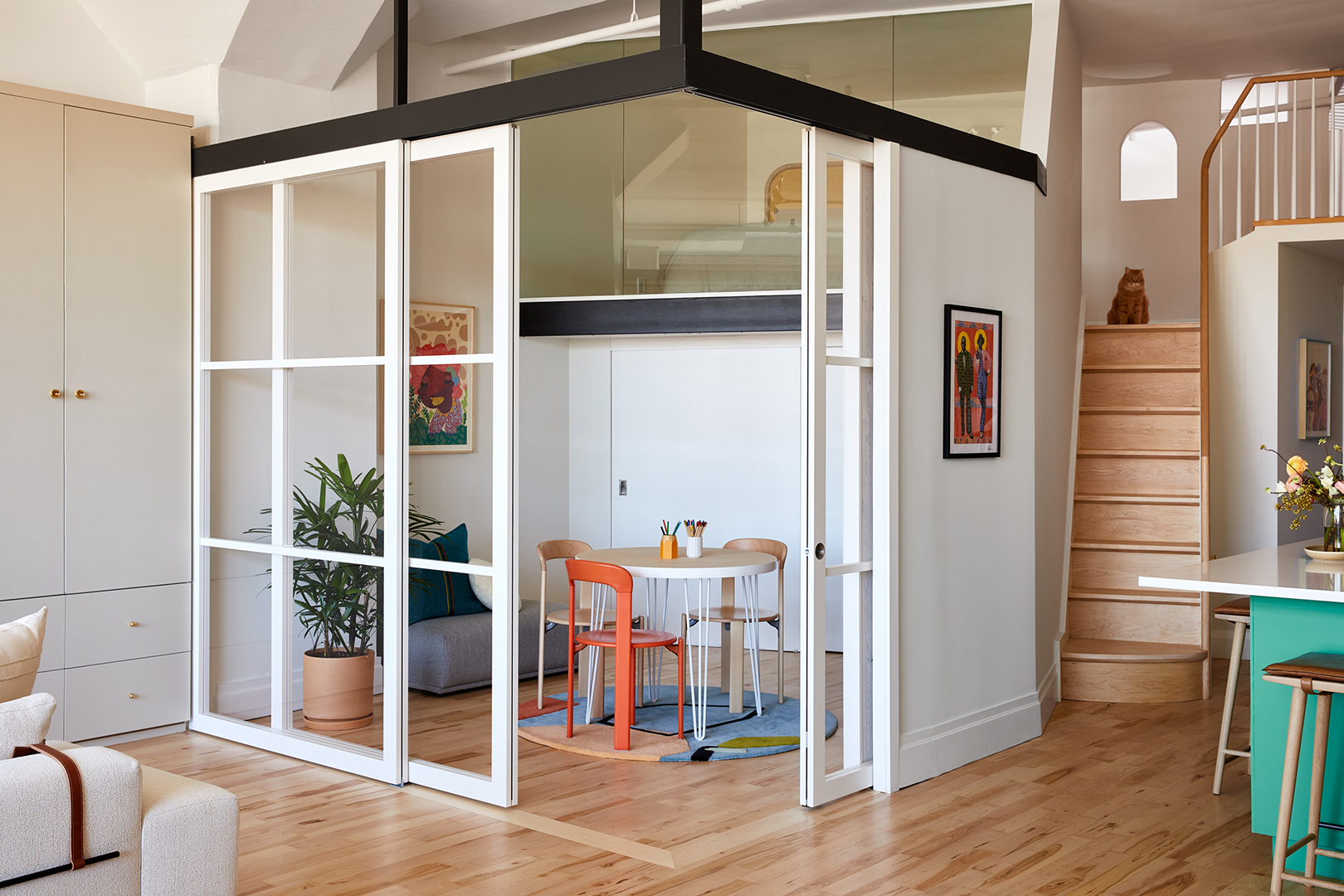 glassed-in office in brooklyn loft