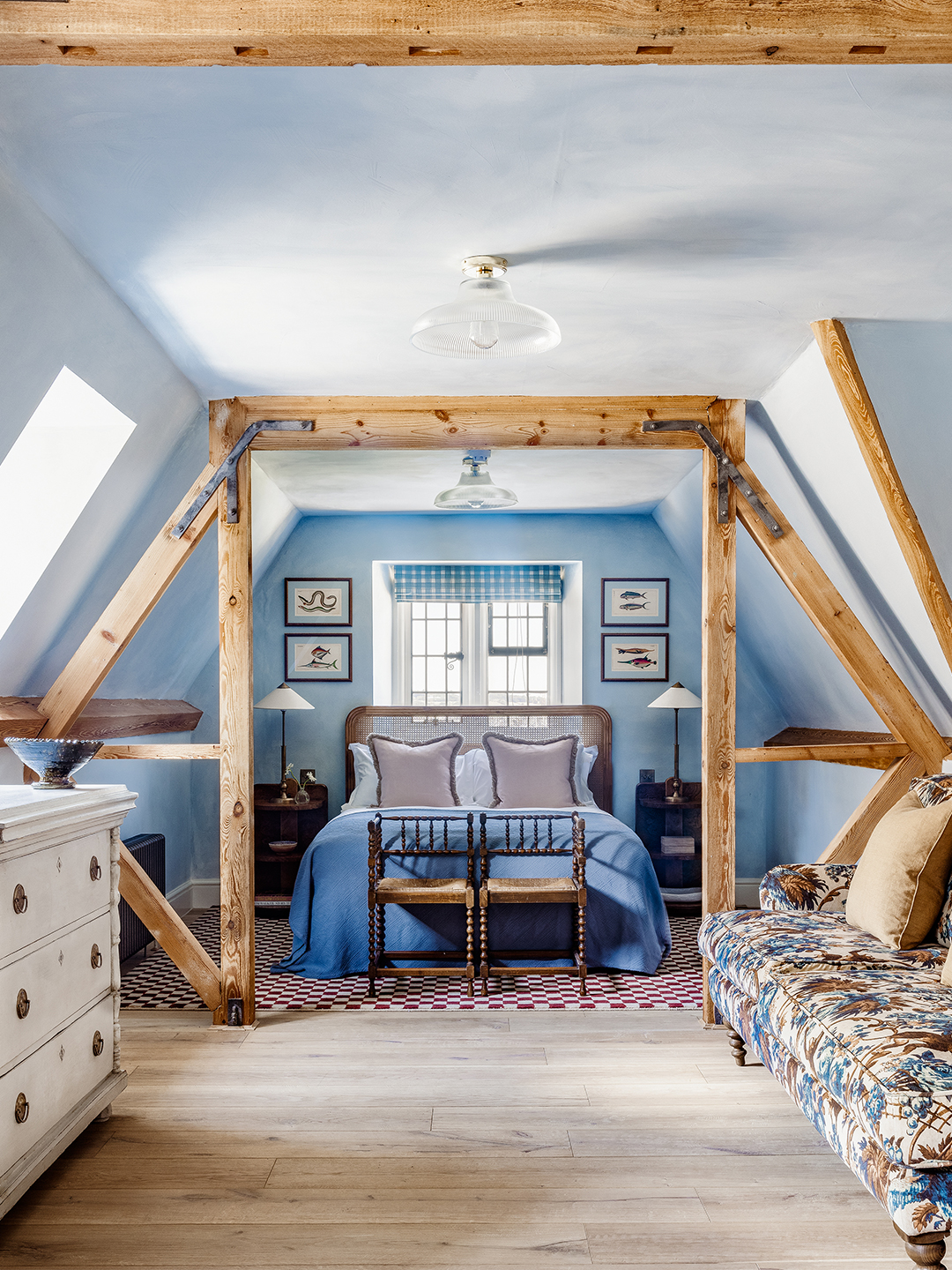 framed bedroom beams