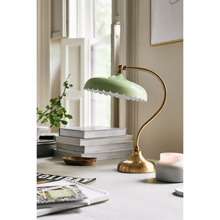  Simone Task Lamp with light green scalloped shade