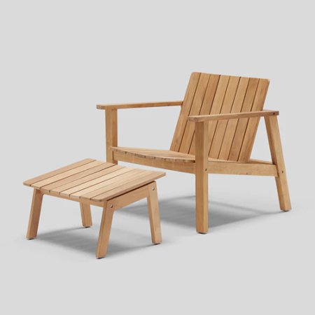  Teak Adirondack Chair and Ottoman