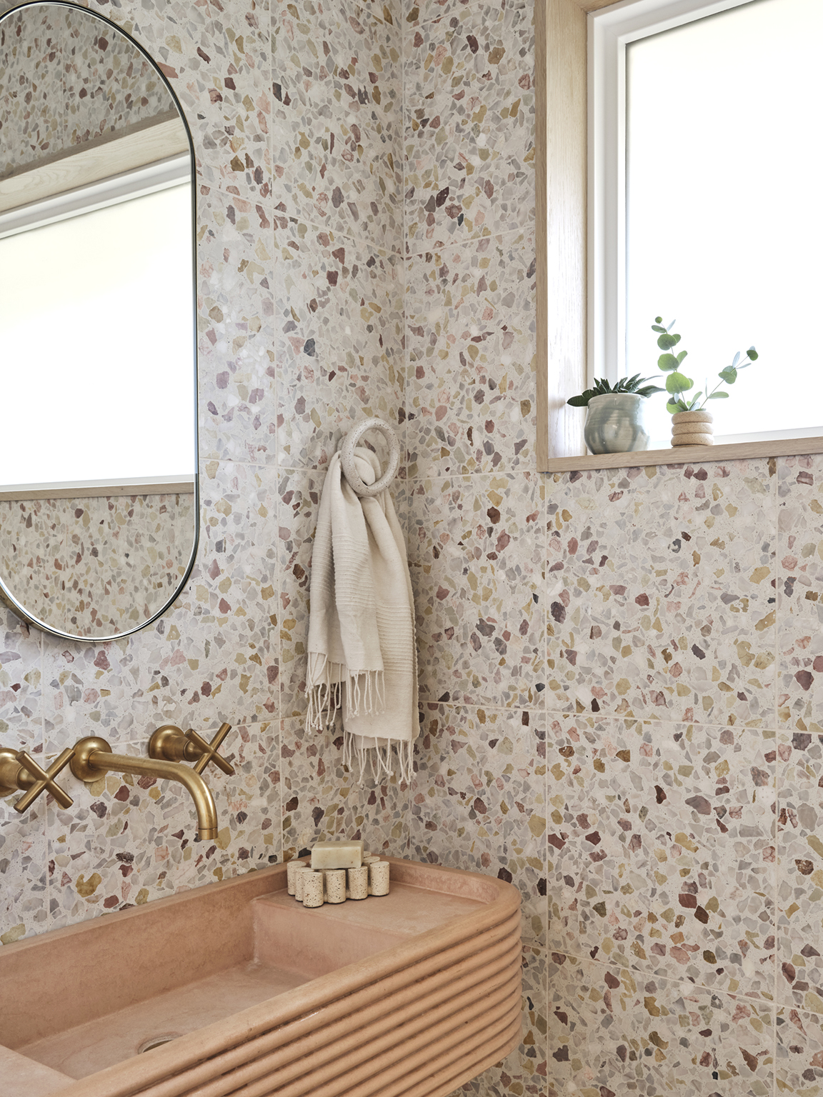 terrazzo powder room