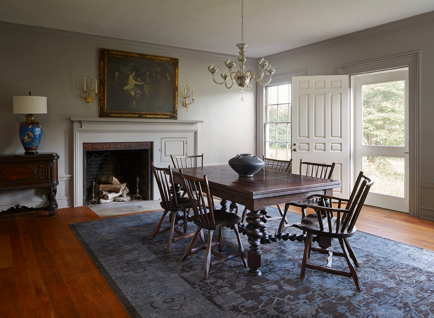 dining room with fireplace