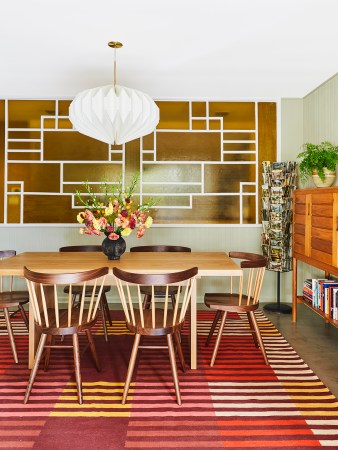 dining room with stained glass window