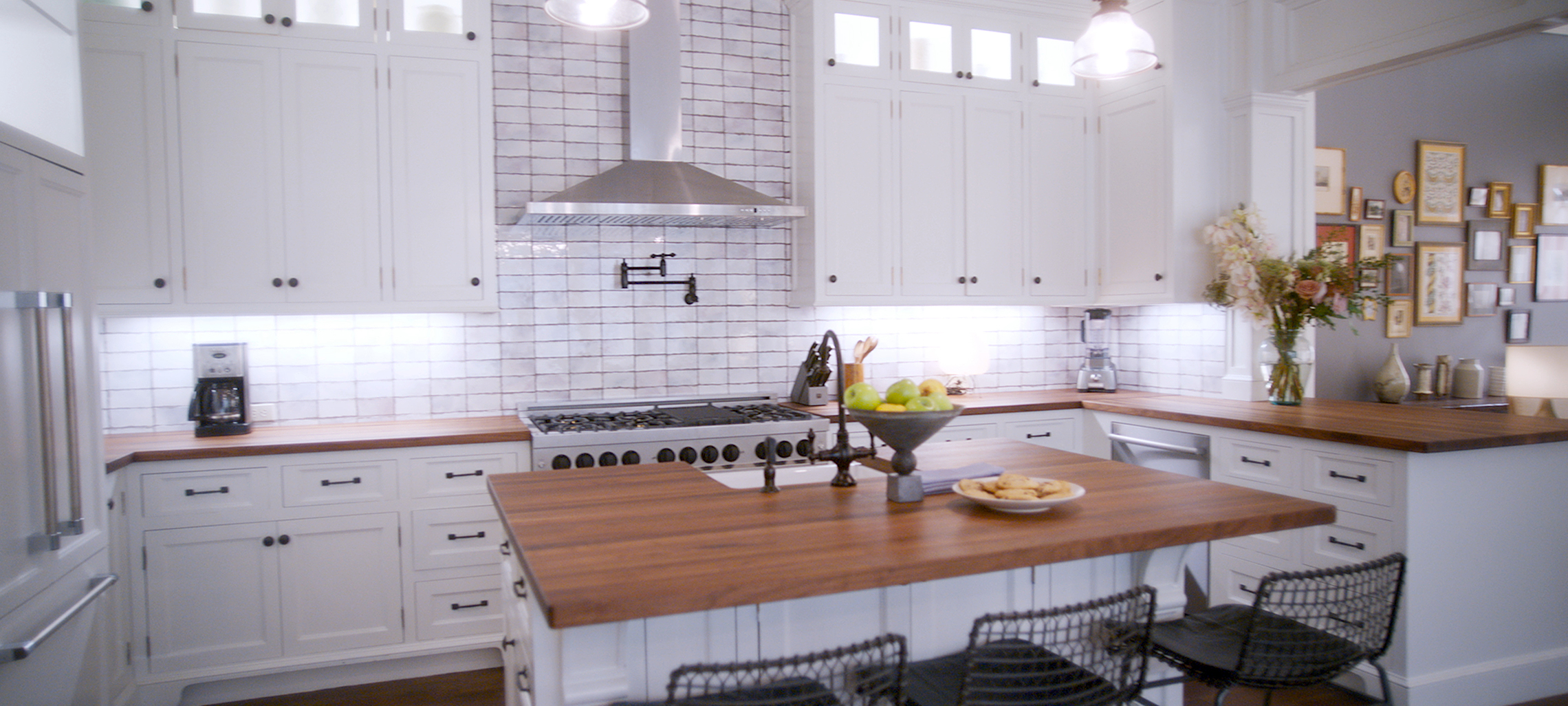 interior of the watcher kitchen and butcher block counters