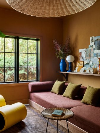 mustard yellow living room