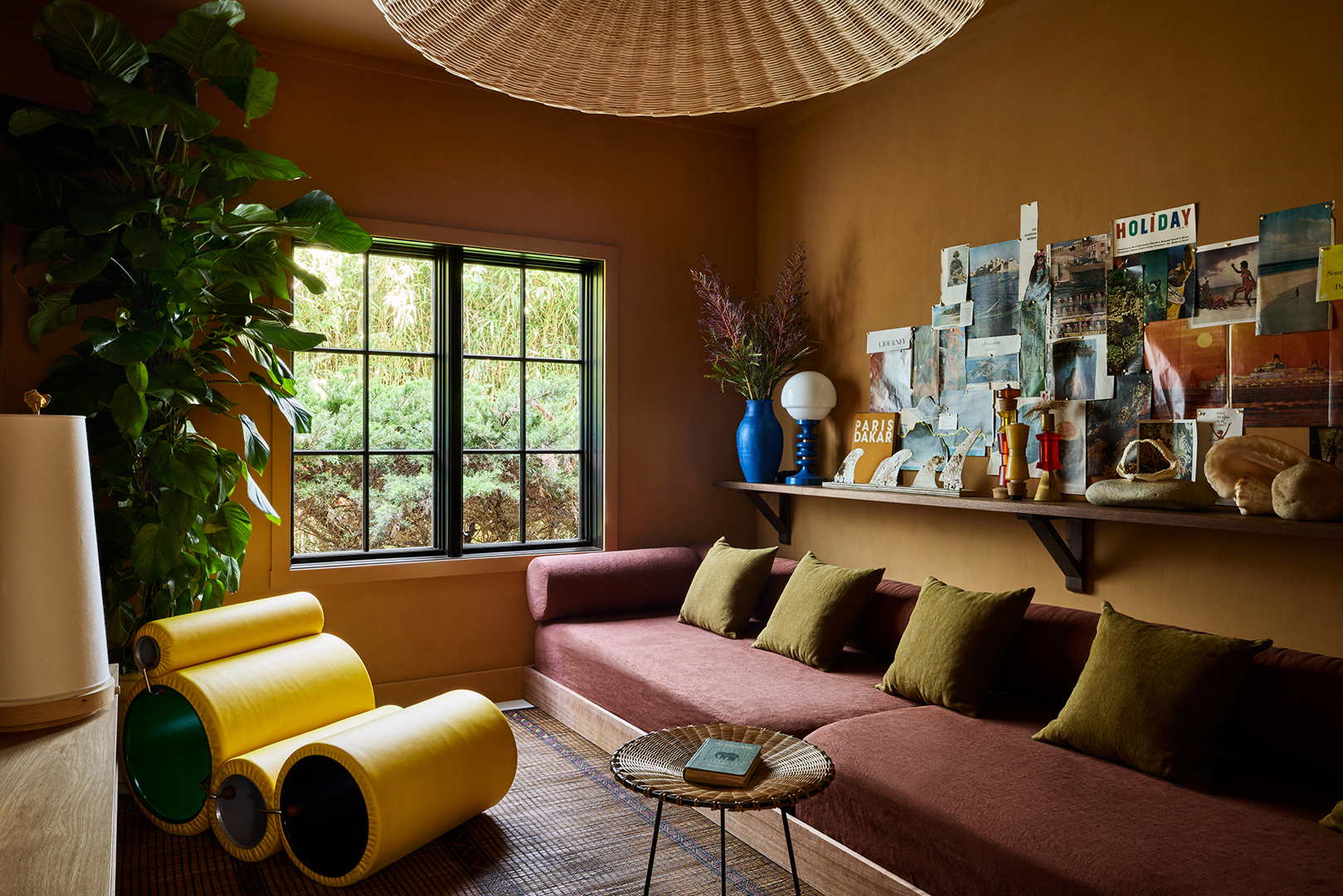 mustard yellow living room