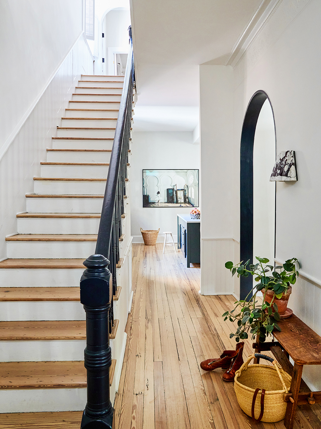 hallway with stairs on the left